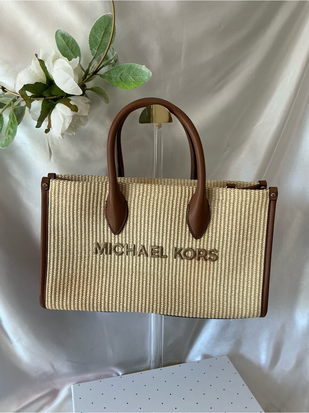 NWOT Michael Kors Mirella Medium Woven Satchel Crossbody See Description